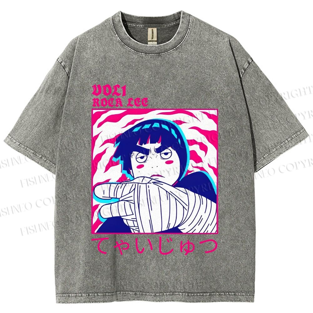 Unisex Japanese Anime Printed Washed Tee
