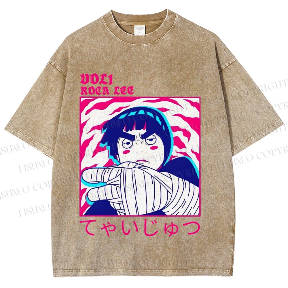 Unisex Japanese Anime Printed Washed Tee