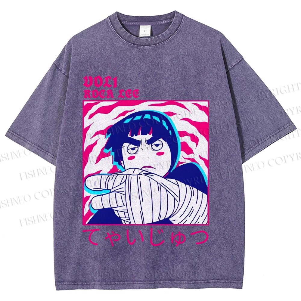 Unisex Japanese Anime Printed Washed Tee