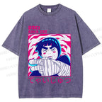 Unisex Japanese Anime Printed Washed Tee