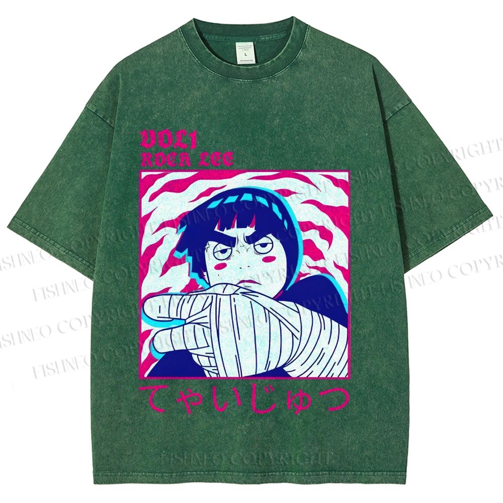 Unisex Japanese Anime Printed Washed Tee