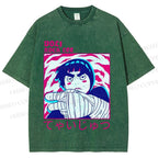 Unisex Japanese Anime Printed Washed Tee