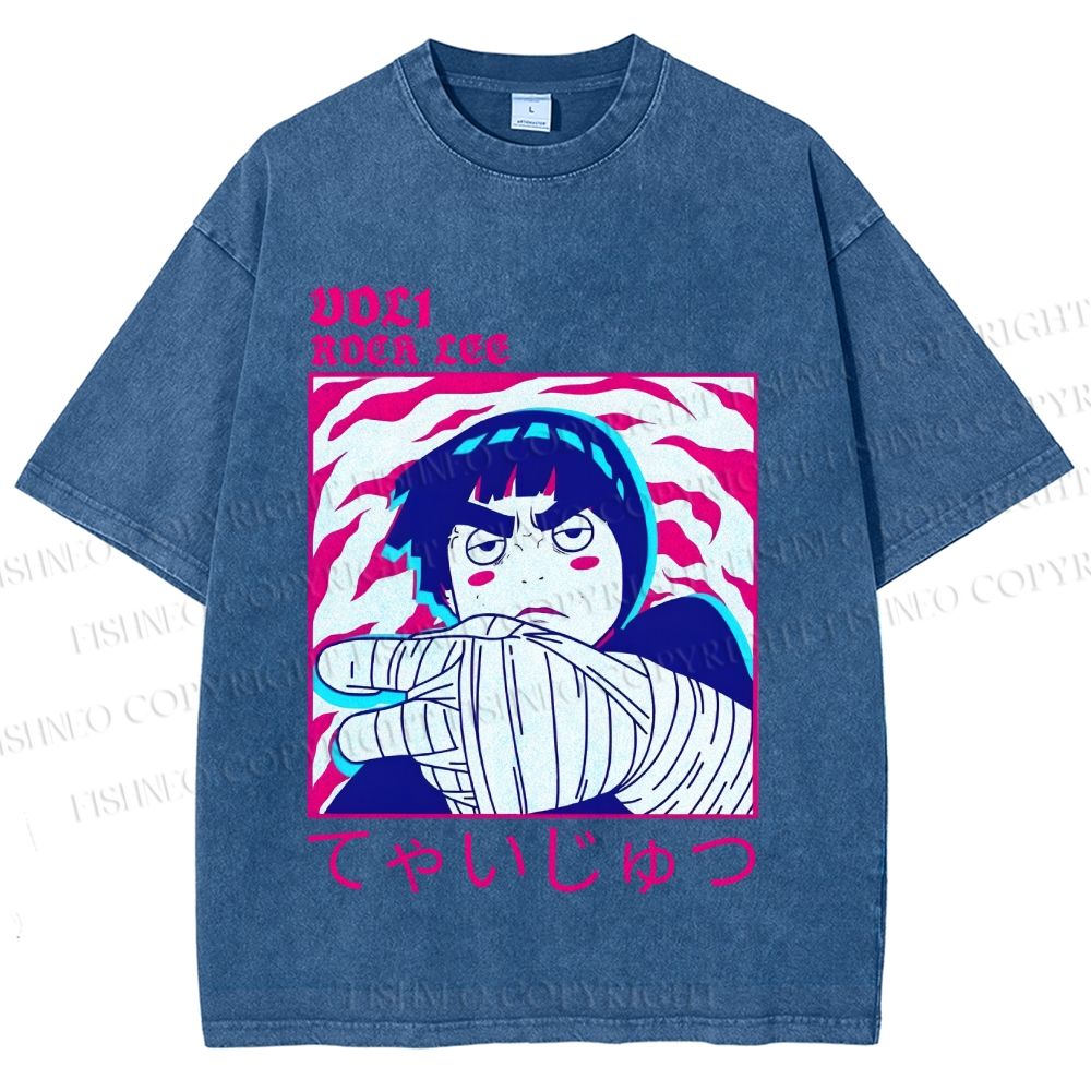 Unisex Japanese Anime Printed Washed Tee