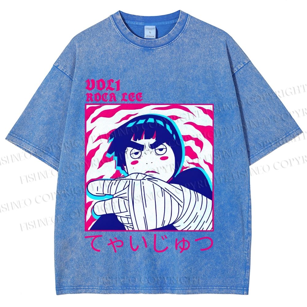 Unisex Japanese Anime Printed Washed Tee