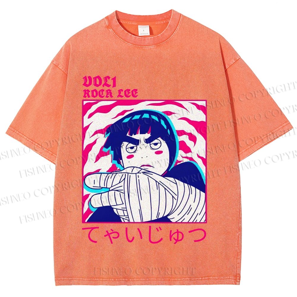 Unisex Japanese Anime Printed Washed Tee