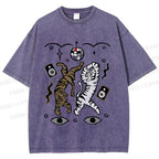 Unisex Vintage Funny Disco Tiger Dancing Printed Washed Tee