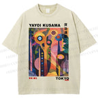 Unisex Japanese Yayoi Kusama Tree Eyes Printed Washed Tee