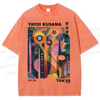 Unisex Japanese Yayoi Kusama Tree Eyes Printed Washed Tee