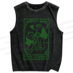Unisex Vintage Frog Lovers Printed Washed Tank Top