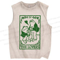 Unisex Vintage Frog Lovers Printed Washed Tank Top