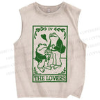 Unisex Vintage Frog Lovers Printed Washed Tank Top