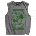 Unisex Vintage Frog Lovers Printed Washed Tank Top