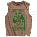 Unisex Vintage Frog Lovers Printed Washed Tank Top