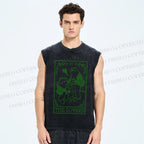 Unisex Vintage Frog Lovers Printed Washed Tank Top