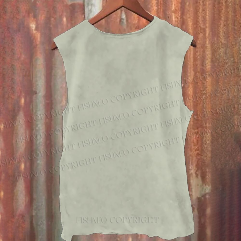 Casual Vintage Sardine Fish Printed Tank Top