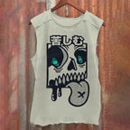 Casual Japanese Skull Funny Printed Tank Top