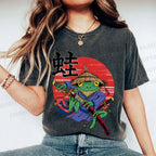 Unisex Samurai Frog Printed Washed Tee