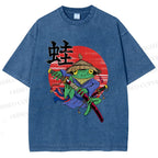 Unisex Samurai Frog Printed Washed Tee