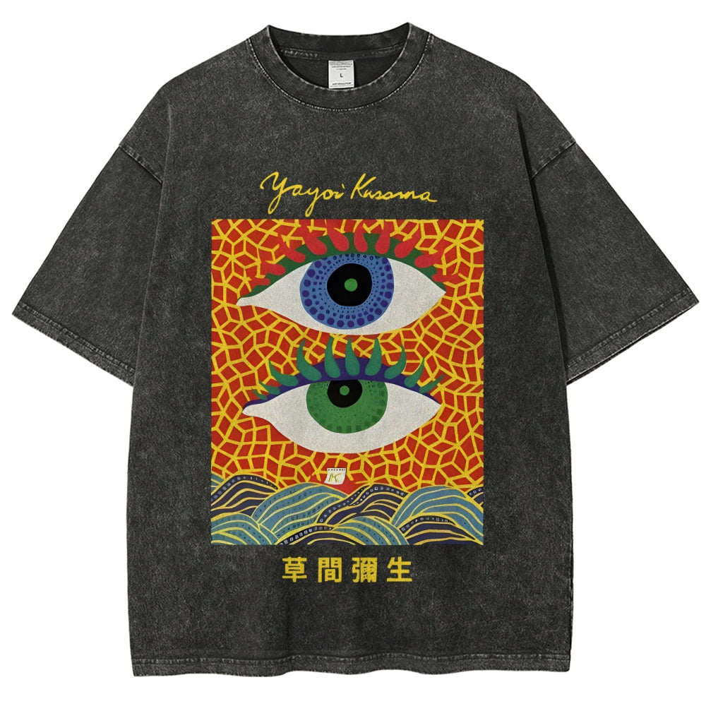 Yayoi Kusama's Abstract Eye Art Vintage Washed T-shirt