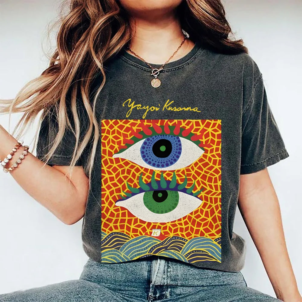 Yayoi Kusama's Abstract Eye Art Vintage Washed T-shirt