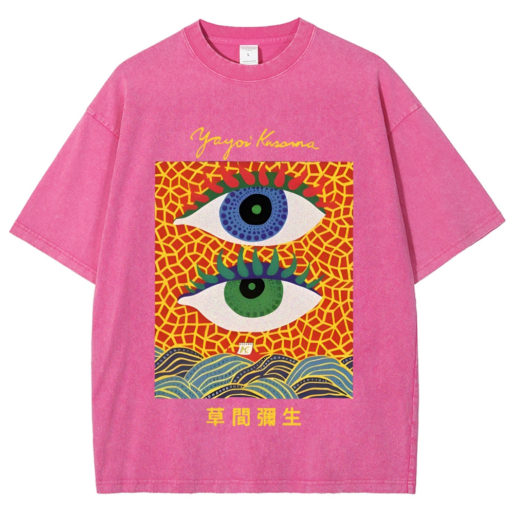 Yayoi Kusama's Abstract Eye Art Vintage Washed T-shirt