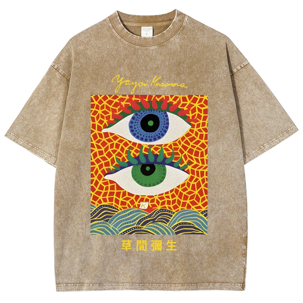 Yayoi Kusama's Abstract Eye Art Vintage Washed T-shirt