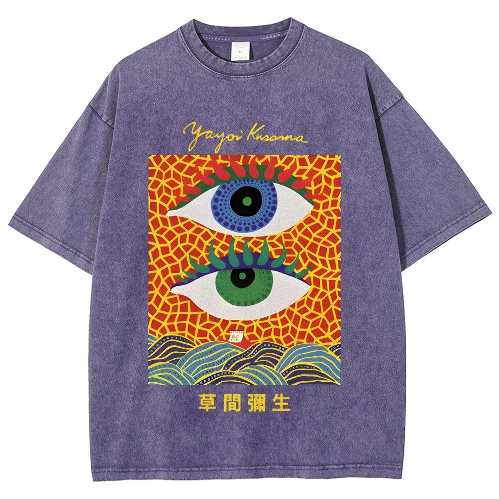 Yayoi Kusama's Abstract Eye Art Vintage Washed T-shirt