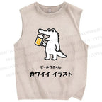 Unisex Monster Printed Washed Tank Top