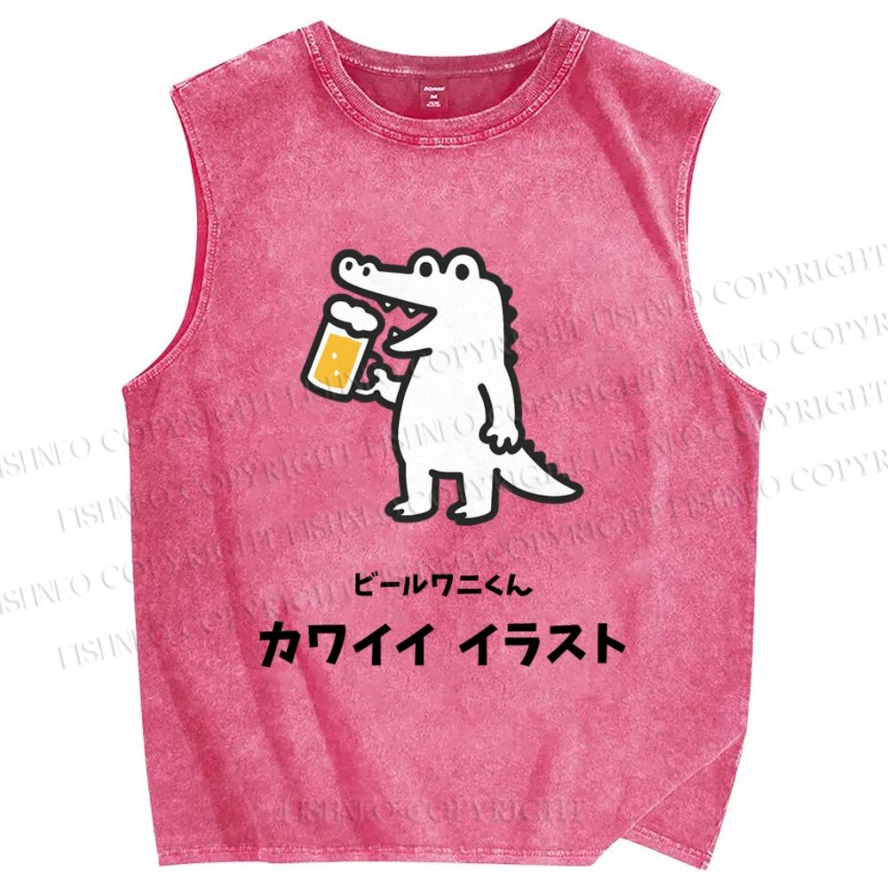 Unisex Monster Printed Washed Tank Top