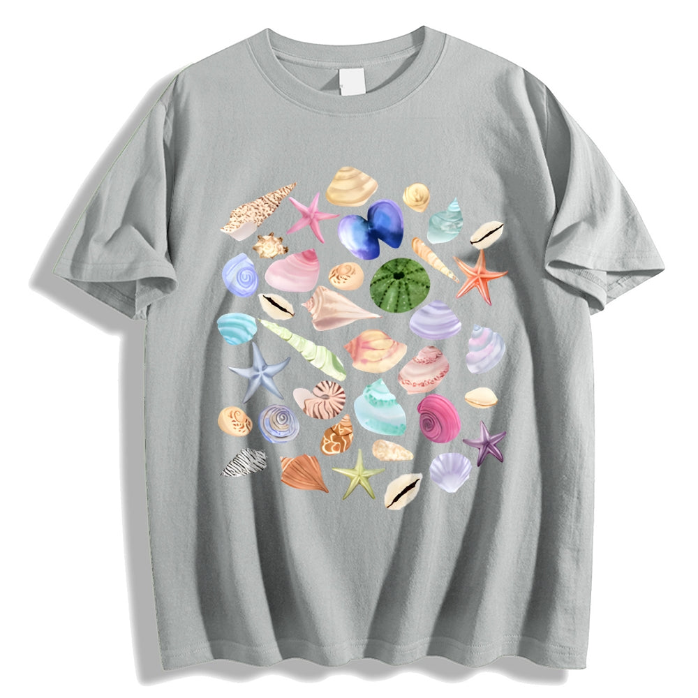 Fisherman Aesthetic Seashells T-Shirt, Nautical, Coastal Surf Shirt