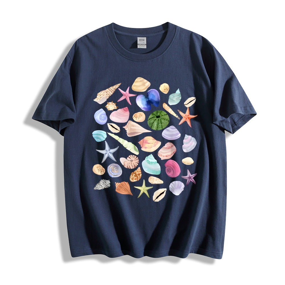 Fisherman Aesthetic Seashells T-Shirt, Nautical, Coastal Surf Shirt