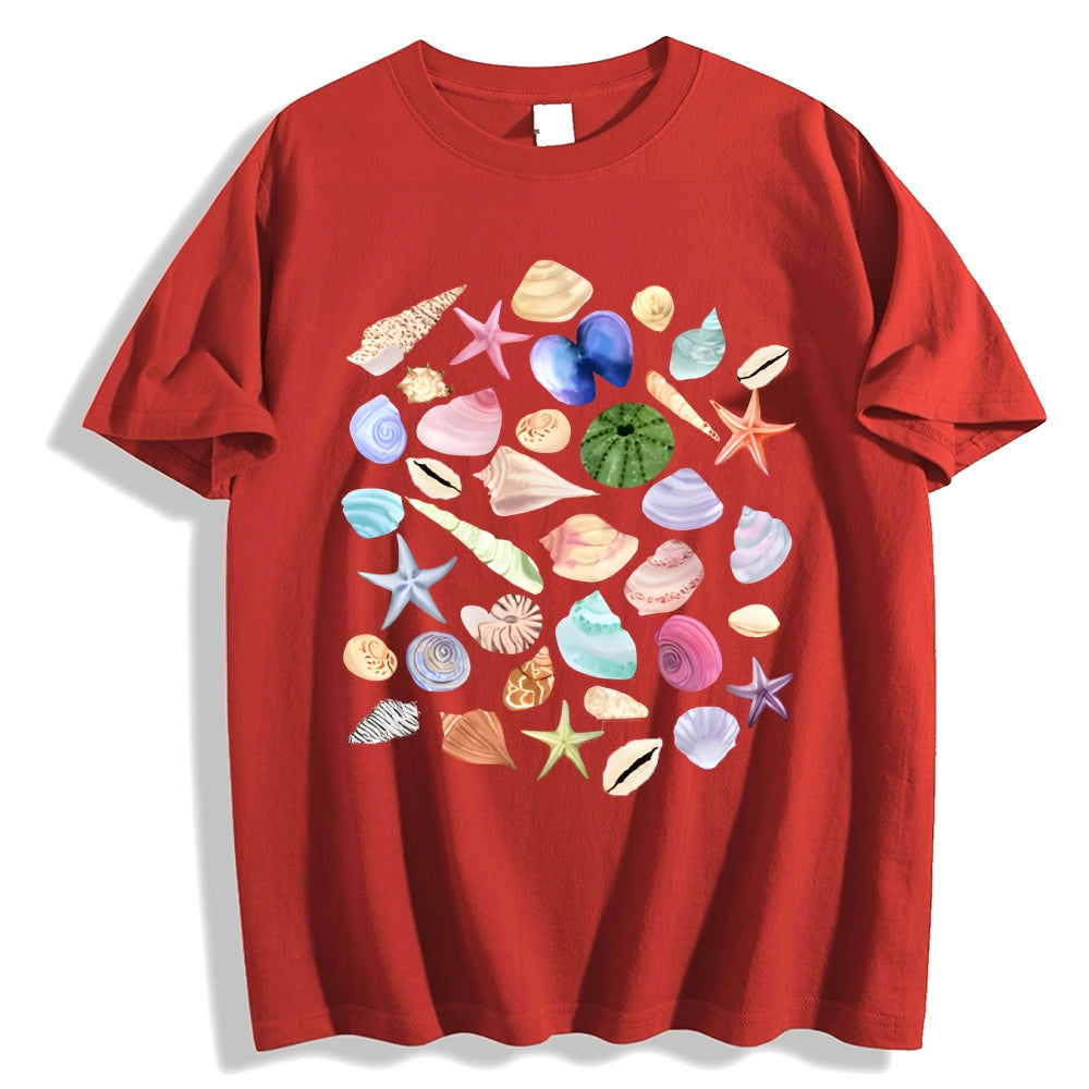 Fisherman Aesthetic Seashells T-Shirt, Nautical, Coastal Surf Shirt