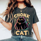 Unisex Chonk Cat Printed Washed Tee