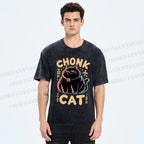 Unisex Chonk Cat Printed Washed Tee