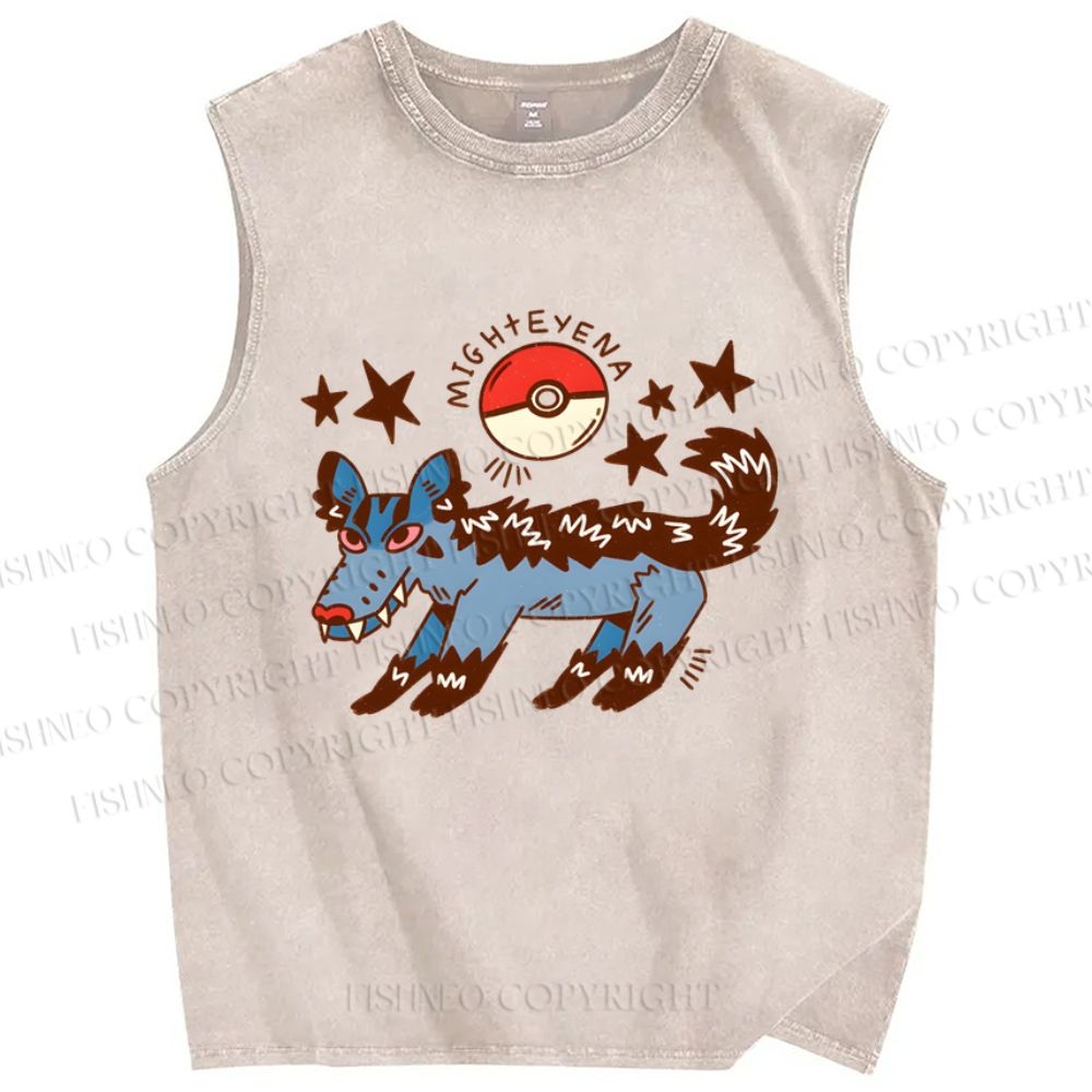 Unisex Cartoon Hound Printed Washed Tank Top