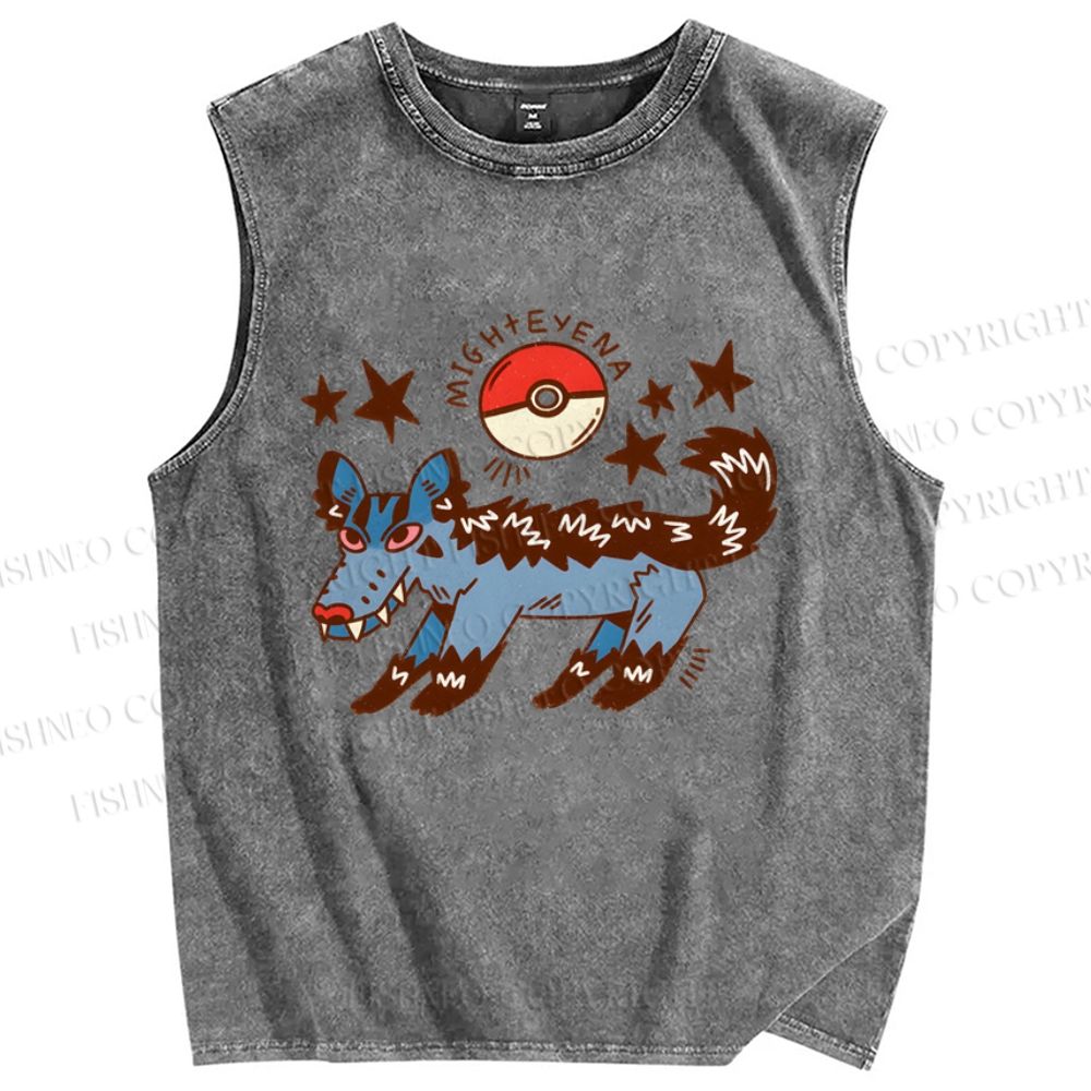 Unisex Cartoon Hound Printed Washed Tank Top