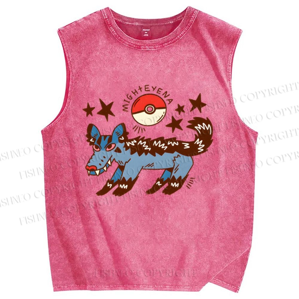 Unisex Cartoon Hound Printed Washed Tank Top