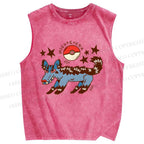 Unisex Cartoon Hound Printed Washed Tank Top