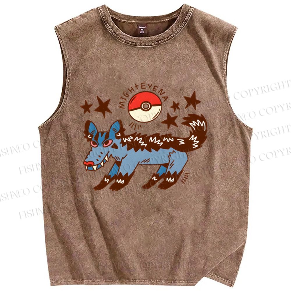 Unisex Cartoon Hound Printed Washed Tank Top