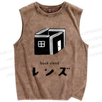 Unisex Book Stand Printed Washed Tank Top