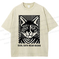 Unisex Cool Cats Read Books Printed Washed Tee