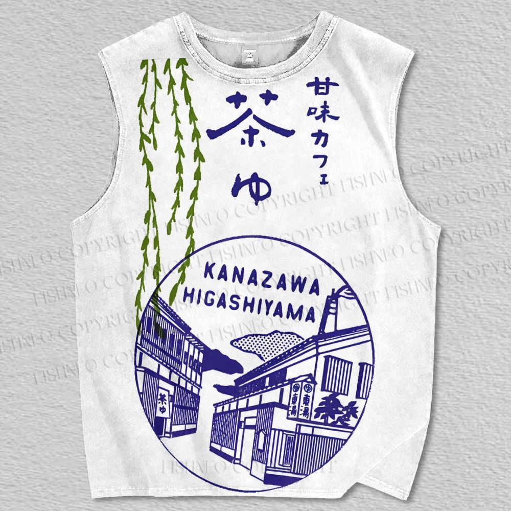 Unisex Teahouse Printed Tank Top