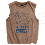 Unisex Niigata Printed Washed Tank Top