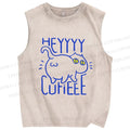 Unisex Cute Cat Printed Washed Tank Top