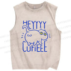 Unisex Cute Cat Printed Washed Tank Top