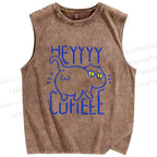 Unisex Cute Cat Printed Washed Tank Top