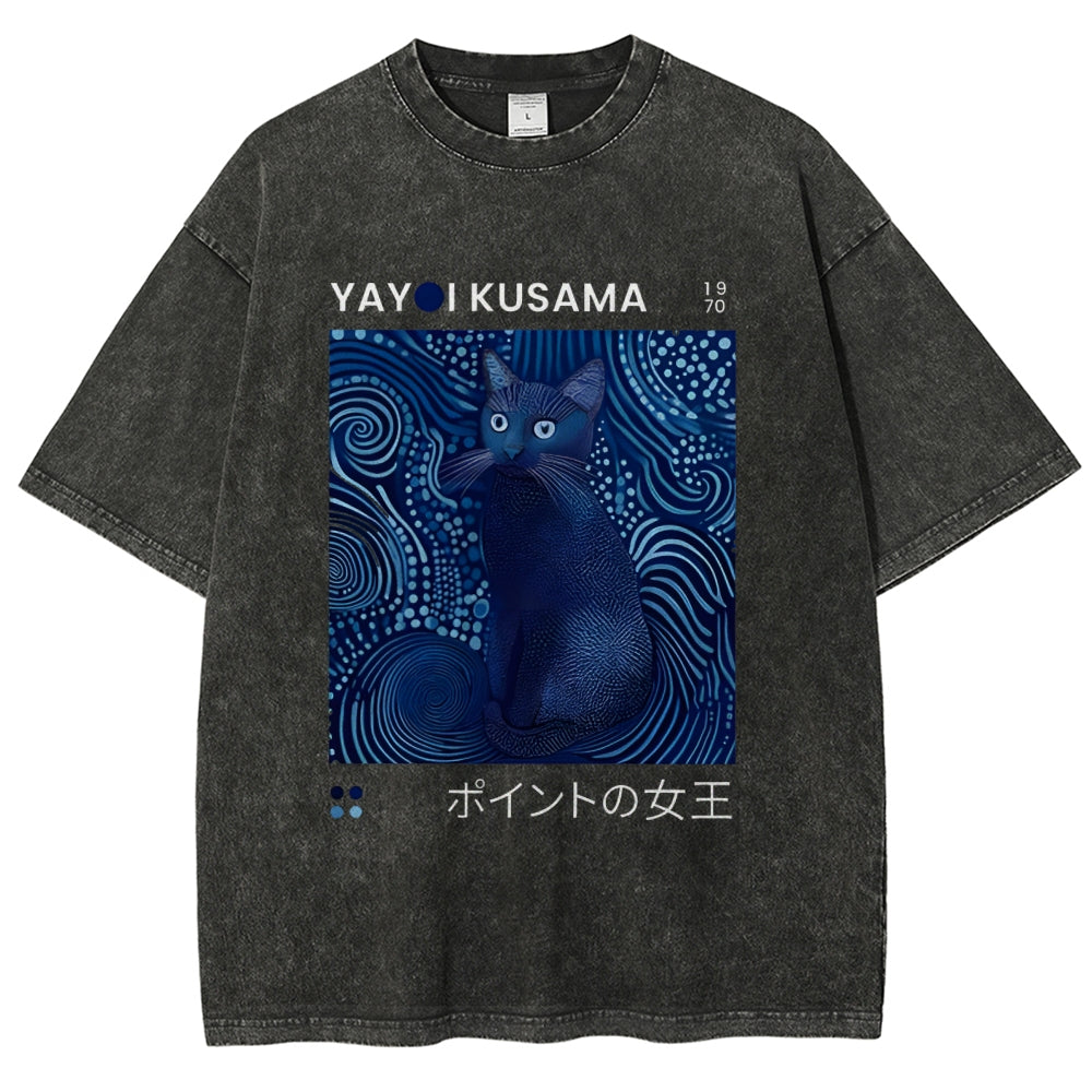 Yayoi Kusama Cat Vintage Vintage Washed T-shirt