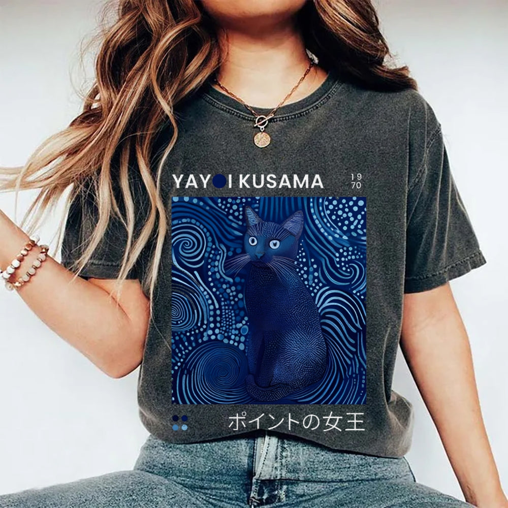 Yayoi Kusama Cat Vintage Vintage Washed T-shirt