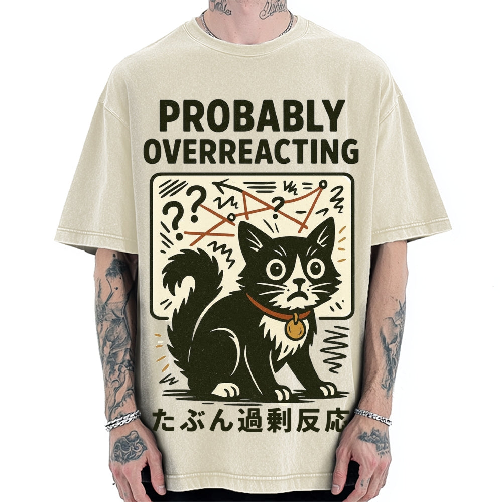 Vintage Overreacting Cat Washed T-shirt