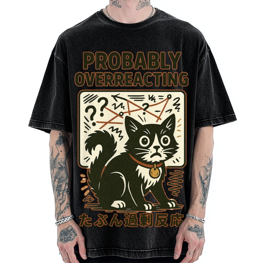 Vintage Overreacting Cat Washed T-shirt